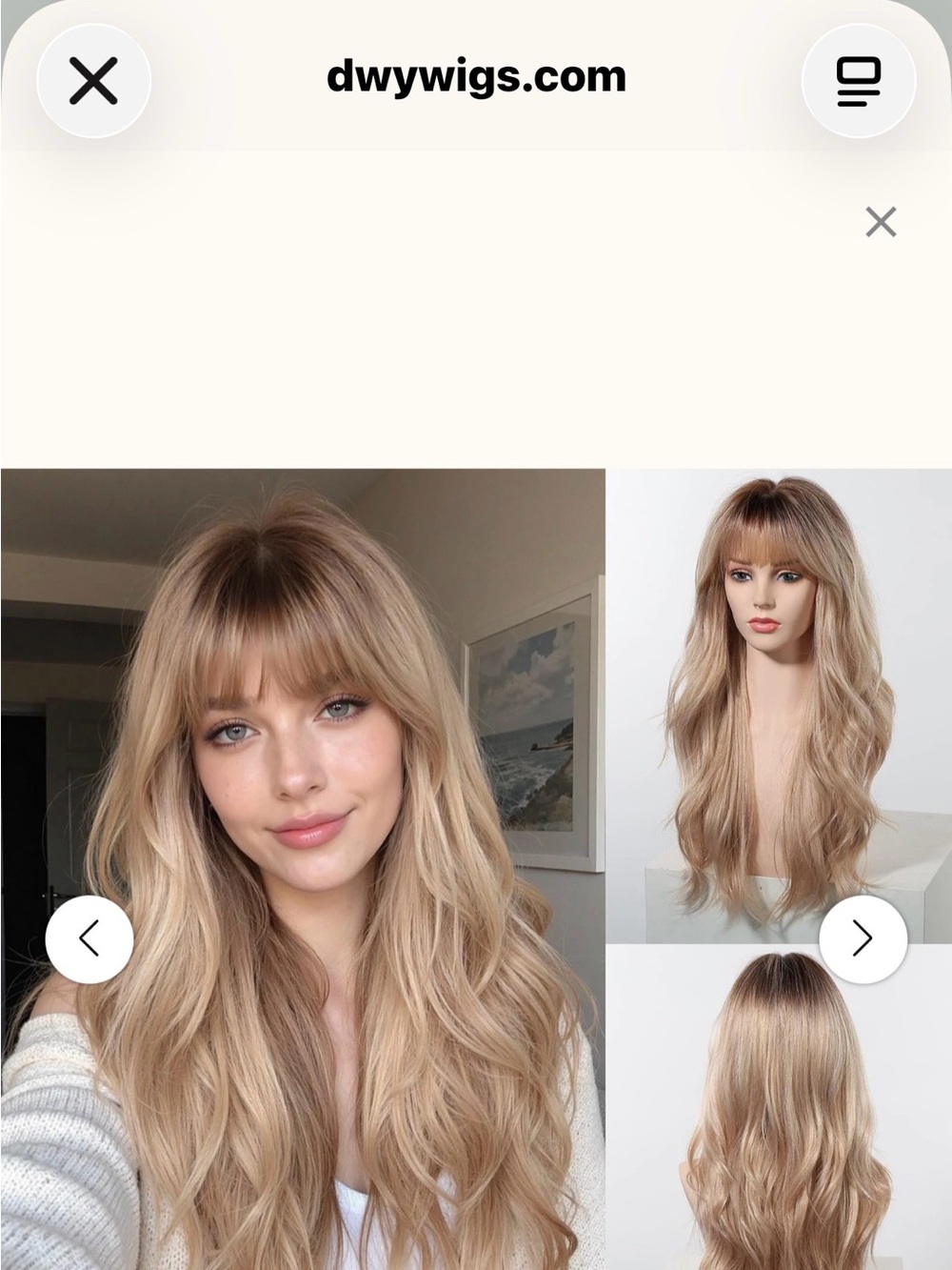 Long Layered Blonde Wig with Bangs - Honey Blonde 24 inches